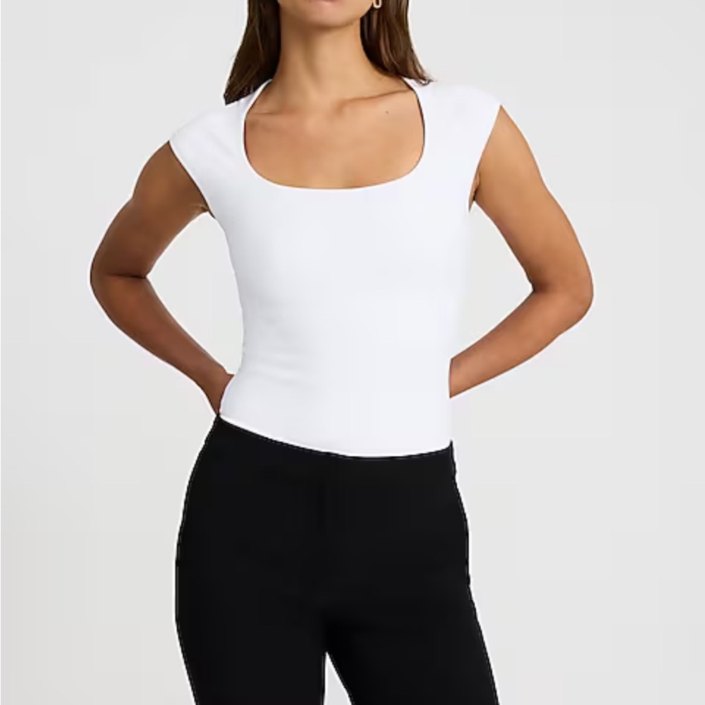 Express White Fitted Bodysuit Top